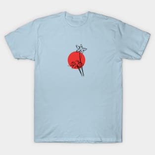 Wild flowers on a red circle background T-Shirt